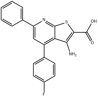 3-amino-4-(4-fluorophenyl)-6-phenylthieno[2,3-b]pyridine-2-carboxylic acid 구조식 이미지