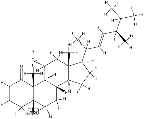 (22E)-5,6β-Epoxy-11α-hydroxy-5β-ergosta-2,22-dien-1-one 구조식 이미지