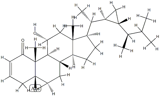 5,6β-Epoxy-11α-hydroxy-33-nor-5β-gorgost-2-en-1-one 구조식 이미지