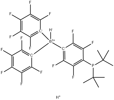 Hydrogen [4-di-tert-butylphosphino-2,3,5,6-tetrafluorophenyl]hydrobis(2,3,4,5,6-pentafluorophenyl)borate 구조식 이미지