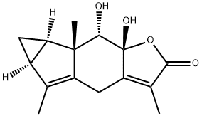 8beta,9alpha-Dihydroxylindan-4(5),7(11)-dien-8alpha,12-olide 구조식 이미지