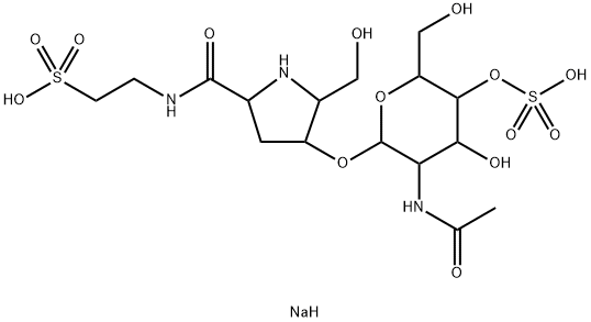 (4S)-4α-[[2-(Acetylamino)-2-deoxy-4-O-sodiosulfo-β-D-glucopyranosyl]oxy]-5β-(hydroxymethyl)-N-(2-sulfoethyl)pyrrolidine-2α-carboxamide 구조식 이미지
