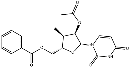 2'-O-Acetyl-5'-O-benzoyl-3'-deoxy-3'-C-alpha-Methyluridine 구조식 이미지