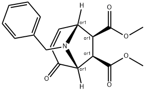 (1R,5R,6R,7S)-rel-4-Oxo-8-(phenylmethyl)-8-azabicyclo[3.2.1]oct-2-ene-6,7-dicarboxylicacid6,7-dimethylester 구조식 이미지