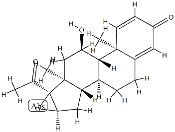 16,17α-epoxy-11α-hydroxypregn-1,4-diene-3,21-dione Structure