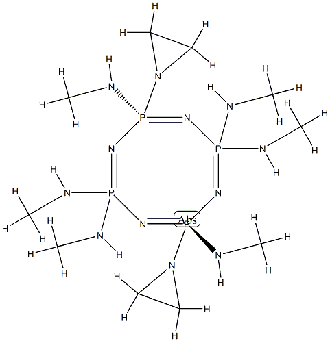 1,5-bis(1-aziridinyl)gem-1,3,3',5,7,7'-hexakis(methylamino)-2,4,6,8,1,3,5,7-tetraazatetraphosphocine Structure