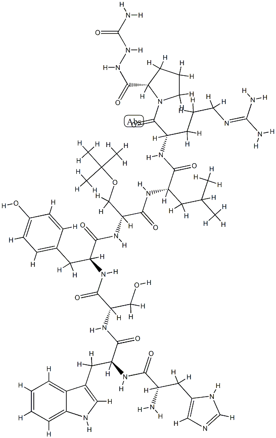 H-HIS-TRP-SER-TYR-D-SER(TBU)-LEU-ARG-PRO-AZAGLY-NH2 Structure