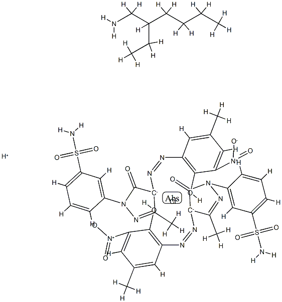 hydrogen bis[3-[4,5-dihydro-4-[(2-hydroxy-5-methyl-3-nitrophenyl)azo]-3-methyl-5-oxo-1H-pyrazol-1-yl]benzene-1-sulphonamidato(2-)]chromate(1-) , compound with 2-ethyl-1-hexylamine (1:1) Structure