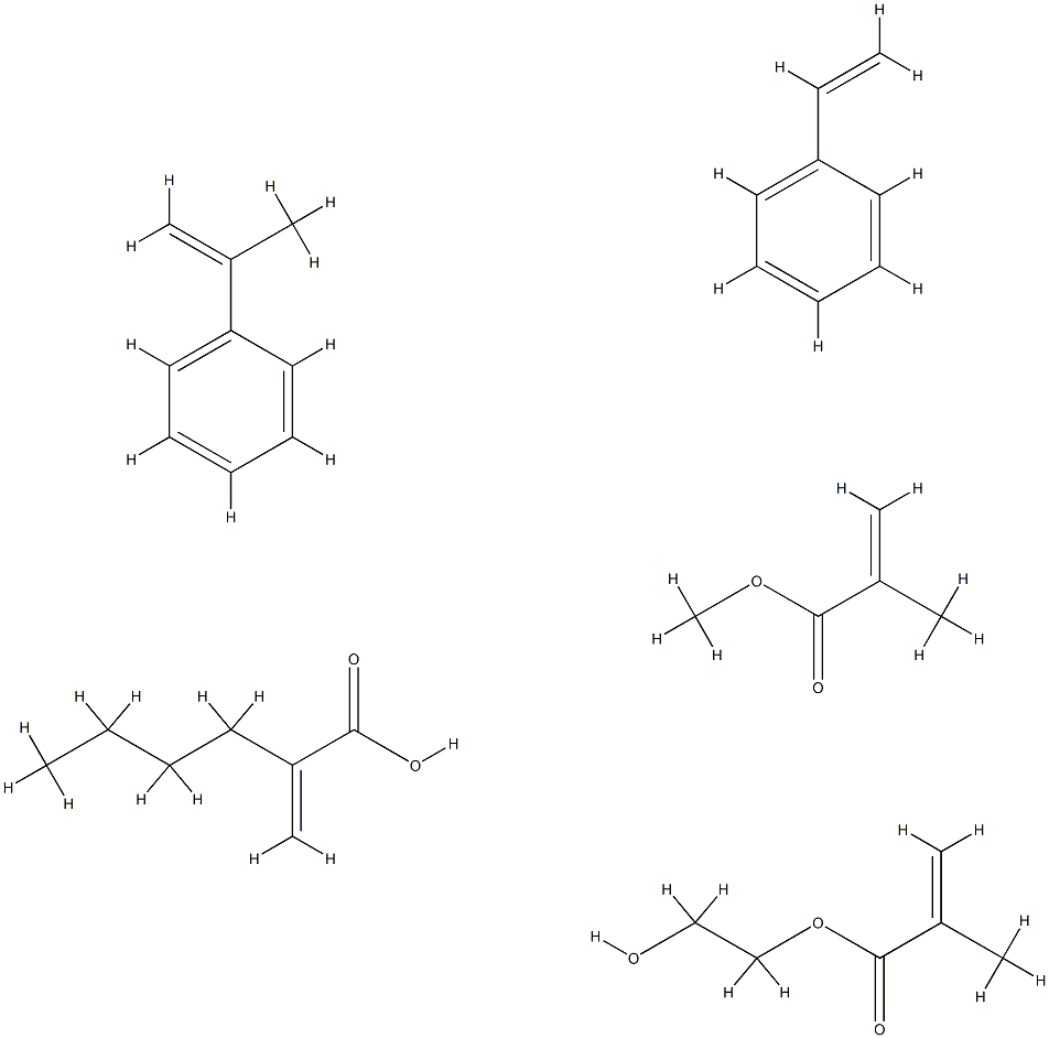 2-프로펜산,2-메틸-,2-하이드록시에틸에스테르,부틸2-프로페노에이트,에테닐벤젠,(1-메틸에테닐)벤젠및메틸2-메틸-2-프로페노에이트와의중합체 구조식 이미지