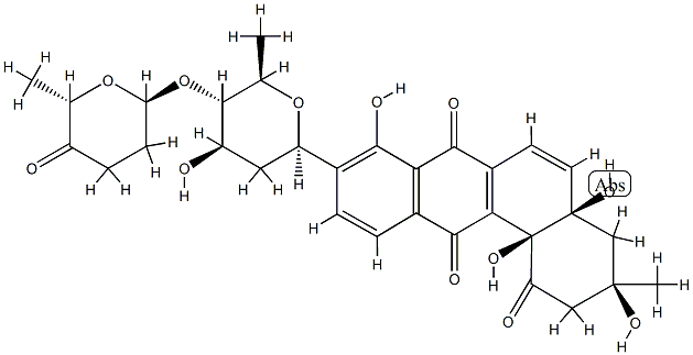 (3R)-9-[4-O-[(2R,6S)-Tetrahydro-6-methyl-5-oxo-2H-pyran-2-yl]-2,6-dideoxy-β-D-arabino-hexopyranosyl]-3,4,4a,12b-tetrahydro-3α,4aα,8,12bα-tetrahydroxy-3-methylbenz[a]anthracene-1,7,12(2H)-trione Structure