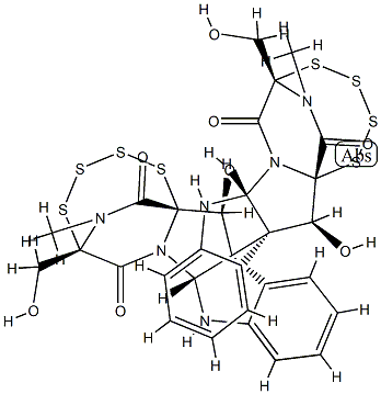 (6S,6'S)-17,18:17',18'-Diseco-2,2',5,5'-tetrademercapto-2,5:2',5'-bispertetrathio-6,6'-dihydroxychetocin 구조식 이미지