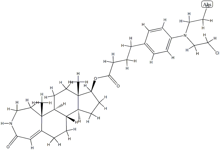 17-hydroxy-3-aza-A-homo-4-androsten-4-one (4-(bis(2-chloroethyl)amino)phenyl)butyrate Structure