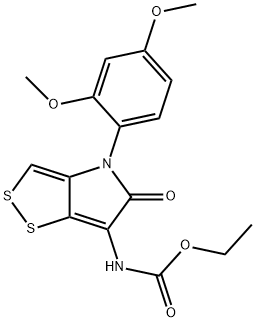 [4-(2,4-Dimethoxy-phenyl)-5-oxo-4,5-dihydro-[1,2]dithiolo[4,3]pyrro-6-yl]-carbamic acid ethyl ester 구조식 이미지