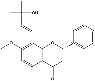 (2S)-8-[(E)-3-Hydroxy-3-methyl-1-butenyl]-2α-phenyl-7-methoxychroman-4-one 구조식 이미지