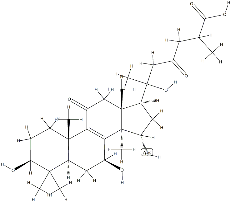 (20ξ)-3β,7β,15α,20-Tetrahydroxy-11,23-dioxo-5α-lanost-8-en-26-oic acid 구조식 이미지