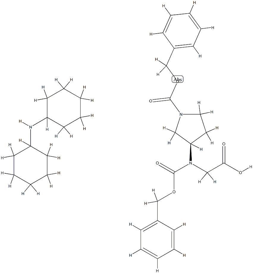 디시클로헥실아민(R)-2-((벤질옥시카르보닐)(1-(벤질옥시카르보닐)피롤리딘-3-일)아미노)아세테이트 구조식 이미지