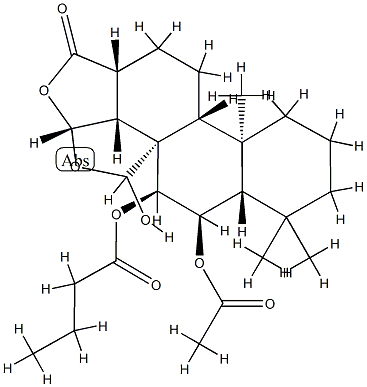(3R,3aα,5aα,9aβ,11aα)-3β,3bβ-(Epoxymethano)-4α,5α,12-trihydroxy-3a,3b,4,5,5a,6,7,8,9,9a,9bα,10,11,11a-tetradecahydro-6,6,9a-trimethylphenanthro[1,2-c]furan-1(3H)-one 4-butyrate 5-acetate Structure