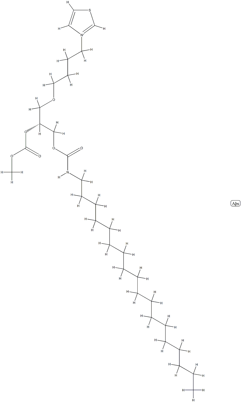 3-4(R)-2-(메톡시카르보닐)옥시-3-(옥타데실카르바모일)옥시프로폭시부틸티아졸륨요오다이드 구조식 이미지