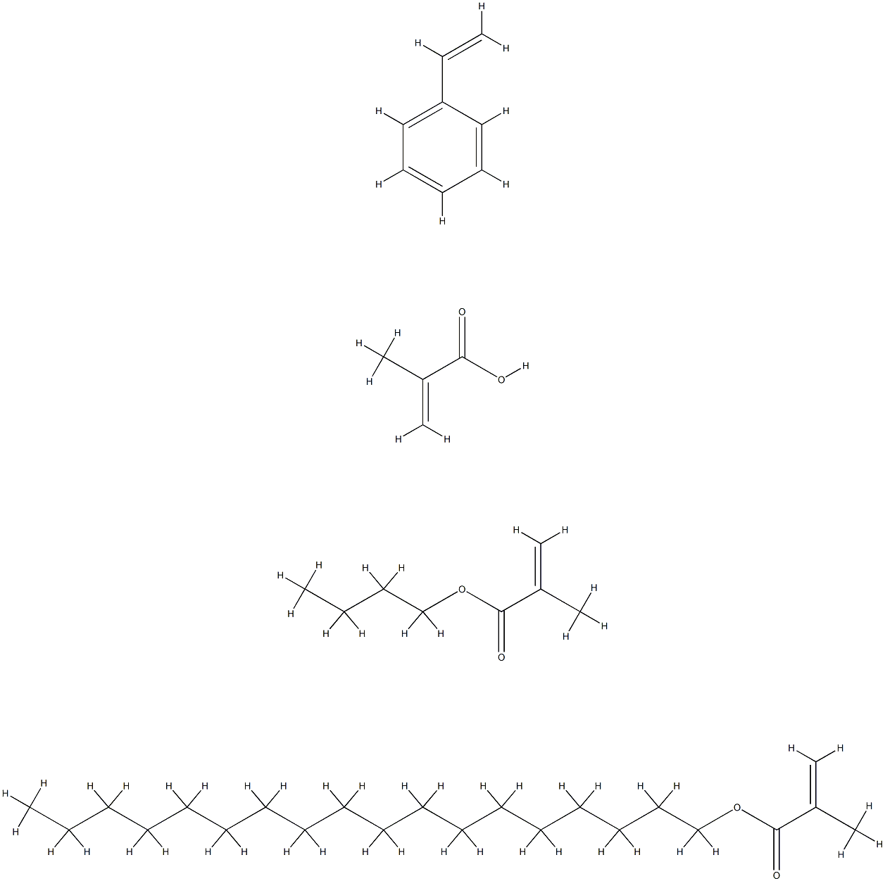 2-Propenoic acid, 2-methyl-, polymer with butyl 2-methyl-2-propenoate, ethenylbenzene and octadecyl 2-methyl-2-propenoate Structure