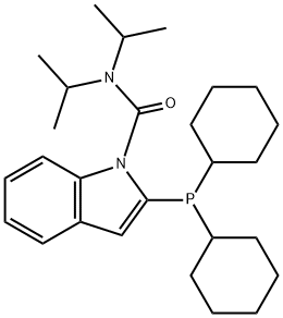 2-(디시클로헥실포스피노)-N,N-비스(1-메틸에틸)-1H-인돌-1-카르복사미드 구조식 이미지