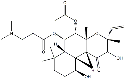 (+)-(3R,4aR,5S,6S,6aS,10S,10aR,10bS)-Dodecahydro-5,6,10,10b-tetrahydroxy-3,4a,7,7,10a-pentamethyl-3-vinyl-1H-naphtho[2,1-b]pyran-1-one 5-acetate 6-ester with N,N-dimethyl-β-alanine Structure