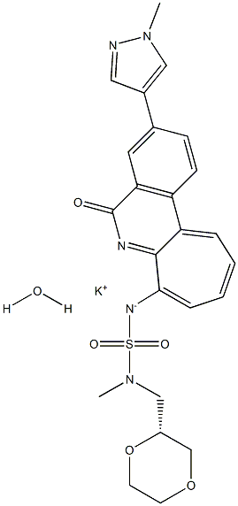SulfaMide, N-[(2R)-1,4-dioxan-2-ylMethyl]-N-Methyl-N'-[3-(1-Methyl-1H-pyrazol-4-yl)-5-oxo-5H-benzo[4,5]cyclohepta[1,2-b]pyridin-7-yl]-, potassiuM salt, hydrate (1:1:1) 구조식 이미지