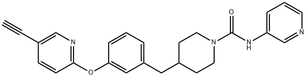 4-[[3-[(5-Ethynyl-2-pyridinyl)oxy]phenyl]methyl]-N-3-pyridinyl-1-piperidinecarboxamide 구조식 이미지