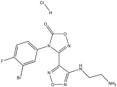 1,2,4-Oxadiazol-5(4H)-one, 3-[4-[(2-aminoethyl)amino]-1,2,5-oxadiazol-3-yl]-4-(3-bromo-4-fluorophenyl)-, hydrochloride (1:1) 구조식 이미지