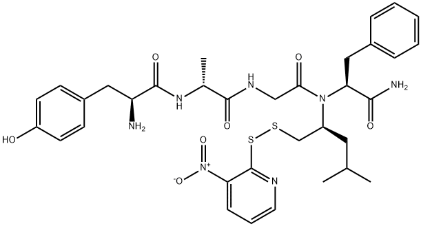 L-Tyr-D-Ala-Gly-N-[(1S)-3-Methyl-1-[[(3-nitro-2-pyridinyl)dithio]methyl]butyl]-L-Phe-NH2 Structure