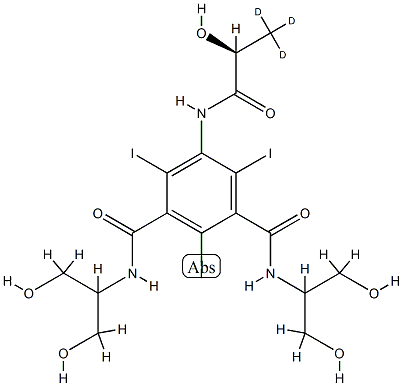 1-N,3-N-bis(1,3-dihydroxypropan-2-yl)-2,4,6-triiodo-5-[[(2S)-3,3,3-trideuterio-2-hydroxypropanoyl]amino]benzene-1,3-dicarboxamide Structure