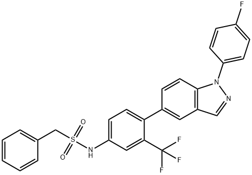 N-[4-[1-(4-Fluorophenyl)-1H-indazol-5-yl-3-(trifluoromethyl)phenyl]benzenesulfonamide 구조식 이미지