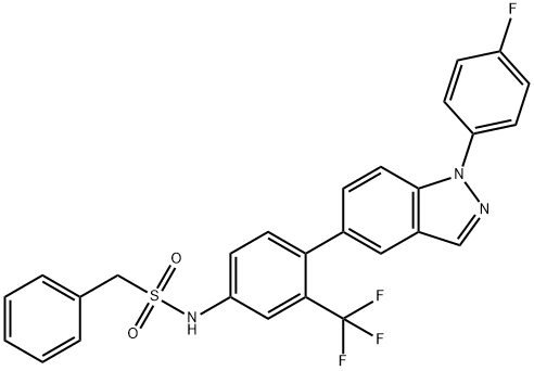 N-[4-[1-(4-Fluorophenyl)-1H-indazol-5-yl-3-(trifluoromethyl)phenyl]benzenesulfonamide Structure