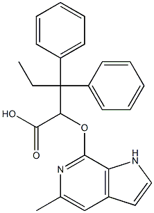 Benzenepropanoic acid, β-ethyl-α-[(5-Methyl-1H-pyrrolo[2,3-c]pyridin-7-yl)oxy]-β-phenyl- 구조식 이미지