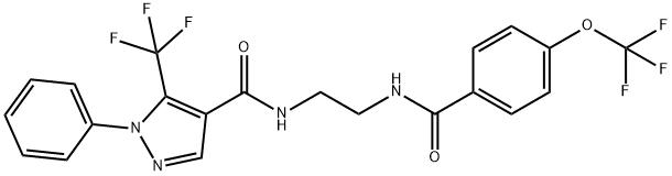 1-Phenyl-N-[2-[[4-(trifluoromethoxy)benzoyl]amino]ethyl]-5-(trifluoromethyl)-1H-pyrazole-4-carboxamide 구조식 이미지