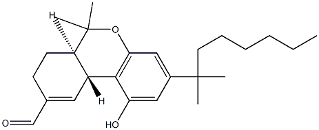 (6aR)-3-(1,1-Dimethylheptyl)-6aβ,7,8,10aα-tetrahydro-1-hydroxy-6,6-dimethyl-6H-dibenzo[b,d]pyran-9-carbaldehyde 구조식 이미지