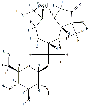 (1S,3aβ,8aα)-1-Methyl-1α,4α-dihydroxy-4-(hydroxymethyl)-7β-[1-methyl-1-(β-D-glucopyranosyloxy)ethyl]decahydroazulene-2-one Structure