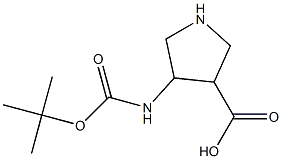 4-tert-Butoxycarbonylamino-pyrrolidine-3-carboxylic acid 구조식 이미지