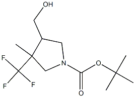 4-Hydroxymethyl-3-methyl-3-trifluoromethyl-pyrrolidine-1-carboxylic acid tert-butyl ester 구조식 이미지