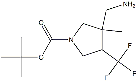 3-Aminomethyl-3-methyl-4-trifluoromethyl-pyrrolidine-1-carboxylic acid tert-butyl ester Structure