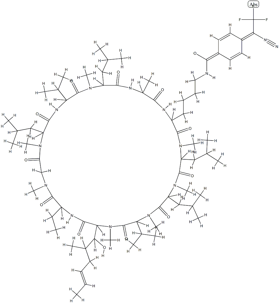 N(epsilon)-(diazotrifluoroethyl)benzoyl-Lys(8)-cyclosporin Structure