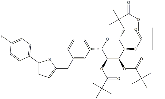 (1S)-1,5-Anhydro-1-C-[3-[[5-(4-fluorophenyl)-2-thienyl]methyl]-4-methylphenyl]-D-glucitol 2,3,4,6-tetrakis(2,2-dimethylpropanoate) 구조식 이미지