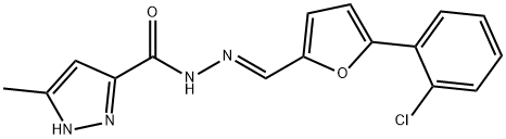 N'-{[5-(2-chlorophenyl)-2-furyl]methylene}-3-methyl-1H-pyrazole-5-carbohydrazide 구조식 이미지