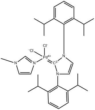 PalladiuM, [1,3-bis[2,6-bis(1-Methylethyl)phenyl]-1,3-dihydro-2H-iMidazol-2-ylidene]dichloro(1-Methyl-1H-iMidazole-kN3)-, (SP-4-1)- Structure