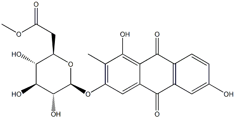 1,3,6-trihydroxy-2-methyl-9,10-anthraquinone-3-O-(6'-acetylglucoside) 구조식 이미지