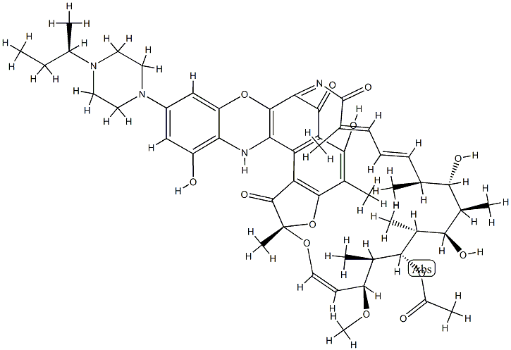 1-Deoxy-1'-dehydro-3'-hydroxy-1-oxo-5'-[4-[(R)-1-methylpropyl]piperazino]rifamycin VIII 구조식 이미지
