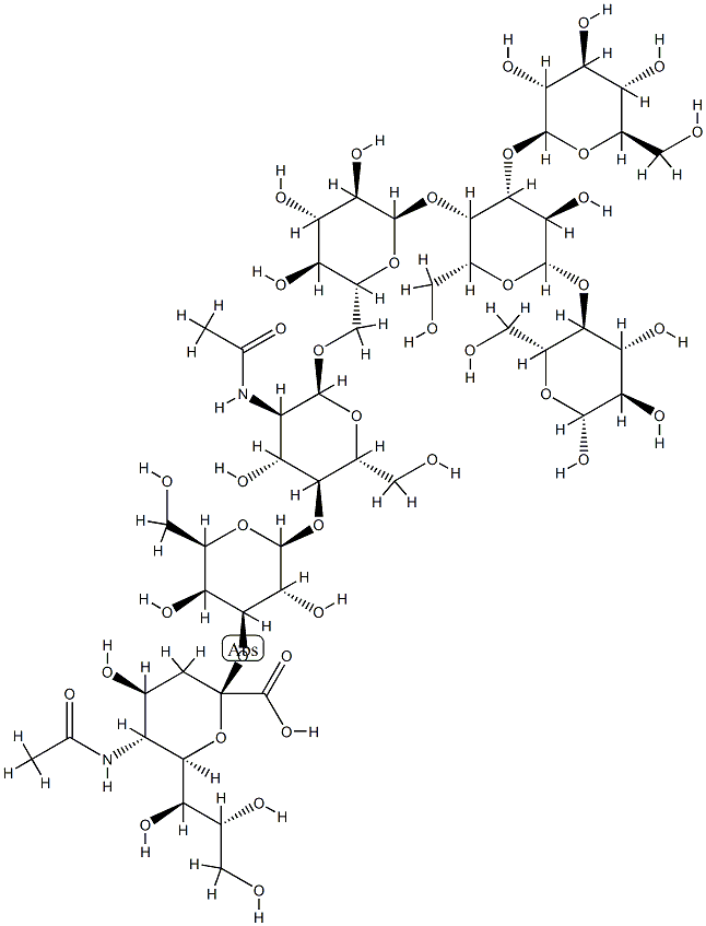 (2S,4S,5R,6R)-5-acetamido-2-[(2S,3R,4S,5S,6R)-2-[(2R,3S,4R,5R,6S)-5-ac etamido-4-hydroxy-2-(hydroxymethyl)-6-[[(2R,3R,4S,5R,6R)-3,4,5-trihydr oxy-6-[(2R,3S,4S,5R,6S)-5-hydroxy-2-(hydroxymethyl)-4-[(2S,3R,4S,5R,6R )-3,4,5-trihydroxy-6-(hydroxymethyl)oxan-2-yl]oxy-6-[(2R,3R,4S,5R,6R)- 4,5,6-trihydroxy-2-(hydroxymethyl)oxan-3-yl]oxy-oxan-3-yl]oxy-oxan-2-y l]methoxy]oxan-3-yl]oxy-3,5-dihydroxy-6-(hydroxymethyl)oxan-4-yl]oxy-4 -hydroxy-6-[(1S,2R)-1,2,3-trihydroxypropyl]oxane-2-carboxylic acid Structure