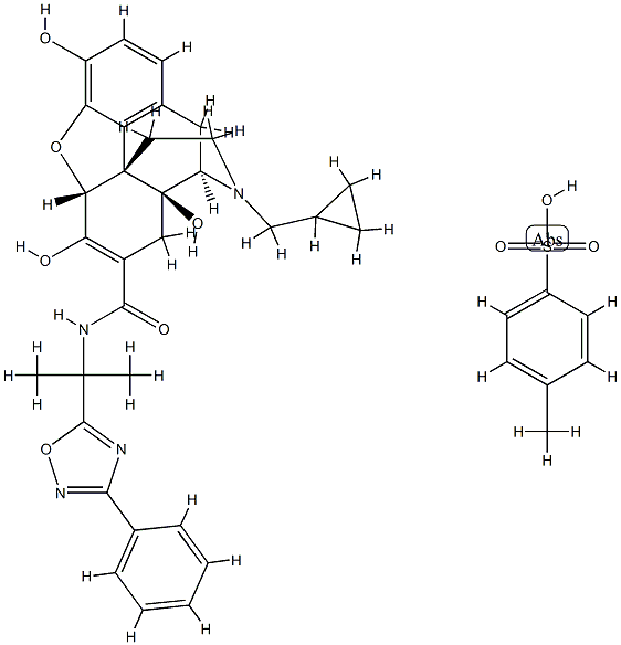 Morphinan-7-carboxamide, 17-(cyclopropylmethyl)-6,7-didehydro-4,5-epoxy-3,6,14-trihydroxy-N-[1-methyl-1-(3-phenyl-1,2,4-oxadiazol-5-yl)ethyl]-, (5α)-, 4-methylbenzenesulfonate (1:1) Structure