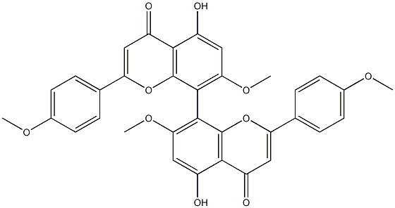 2,2'-Bis(4-methoxyphenyl)-5,5'-dihydroxy-7,7'-dimethoxy-8,8'-bi(4H-1-benzopyran)-4,4'-dione Structure