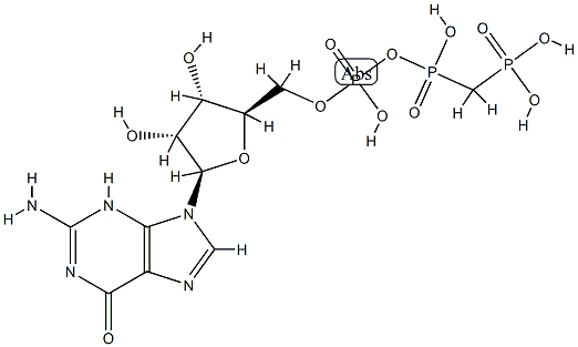 guanosine 5'-monophosphate, monoanhydride with (phosphonomethyl)phosphonic acid 구조식 이미지