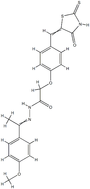 N-[1-(4-methoxyphenyl)ethylideneamino]-2-[4-[(E)-(4-oxo-2-sulfanyliden e-thiazolidin-5-ylidene)methyl]phenoxy]acetamide Structure